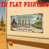 D Flachstück Vintage Aluminium Schild Dekorative Plakette und Schild Bali Schild Retro Wandkunst von Tempeln und Reisterrassen