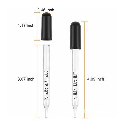 1Ml Glass Scale Dropper Rubber Head Scale Pipette Dropper Essential Oil Bottle Straw For School Home Science Measuring Transfer