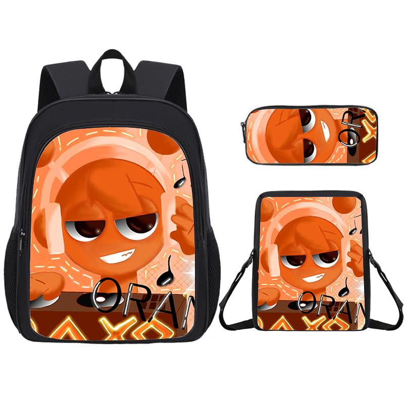 Game Rhythm Box Sprunki Double Layer Backpack Diy Printed Student School Bag Printed Backpack School bag + shoulder bag + pencil case