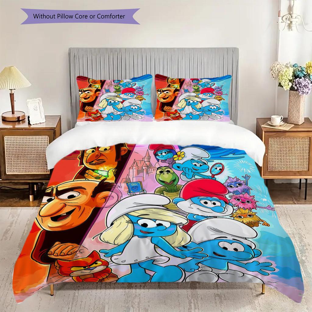 Magic Smurf Village Bedding 1 Duvet Cover 2 Pillowcase Without Core Soft And Comfortable Bedding Set Christmas Birthday Gift