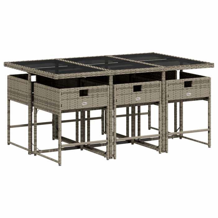 VidaXL Ensemble à manger de jardin et coussins 7 pcs gris rotin 3211268
