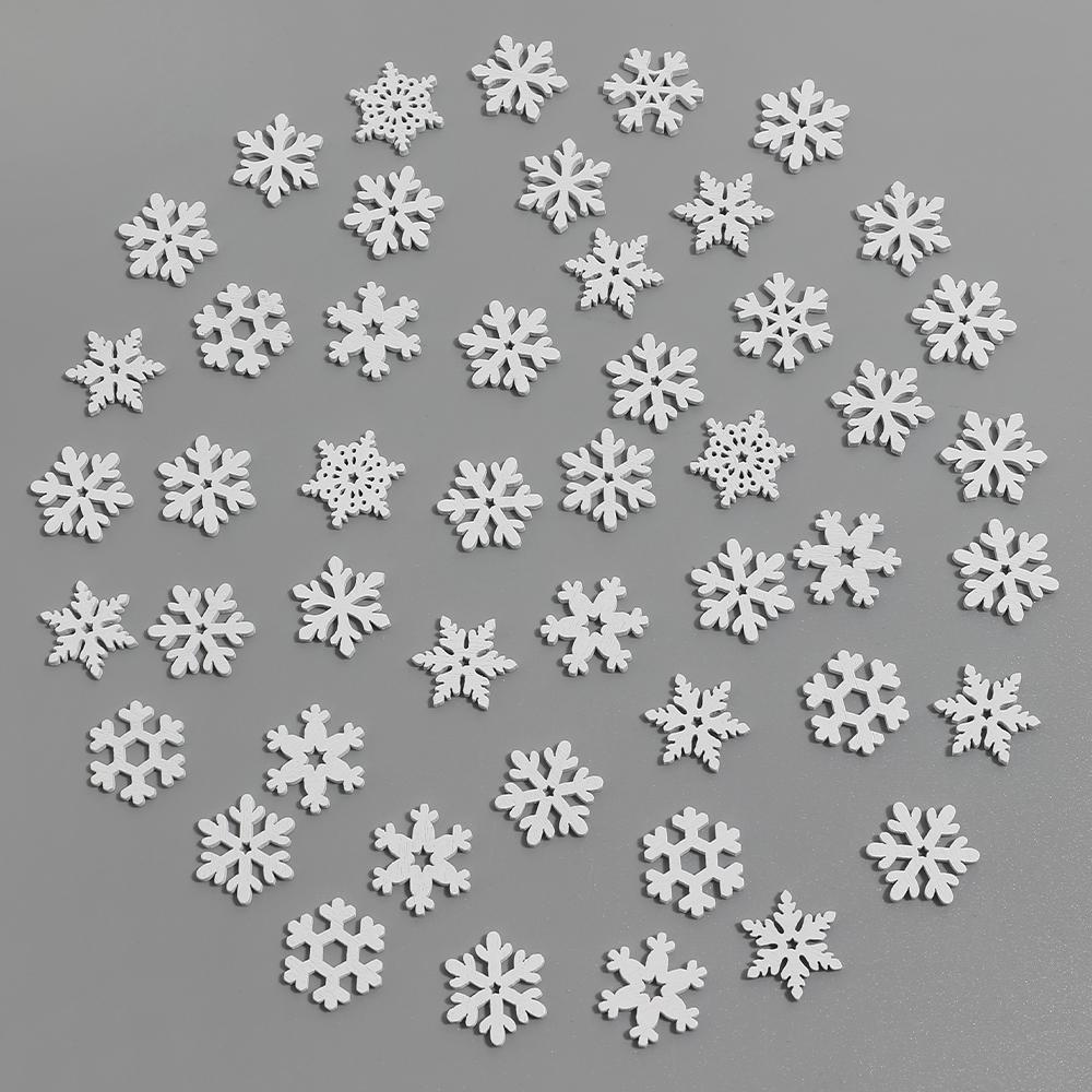 50Pcs Christmas Decoration Wooden White Snowflake Xmas Tree Ornaments for Home Decor Supplies 2025 New Year Navidad Accessories