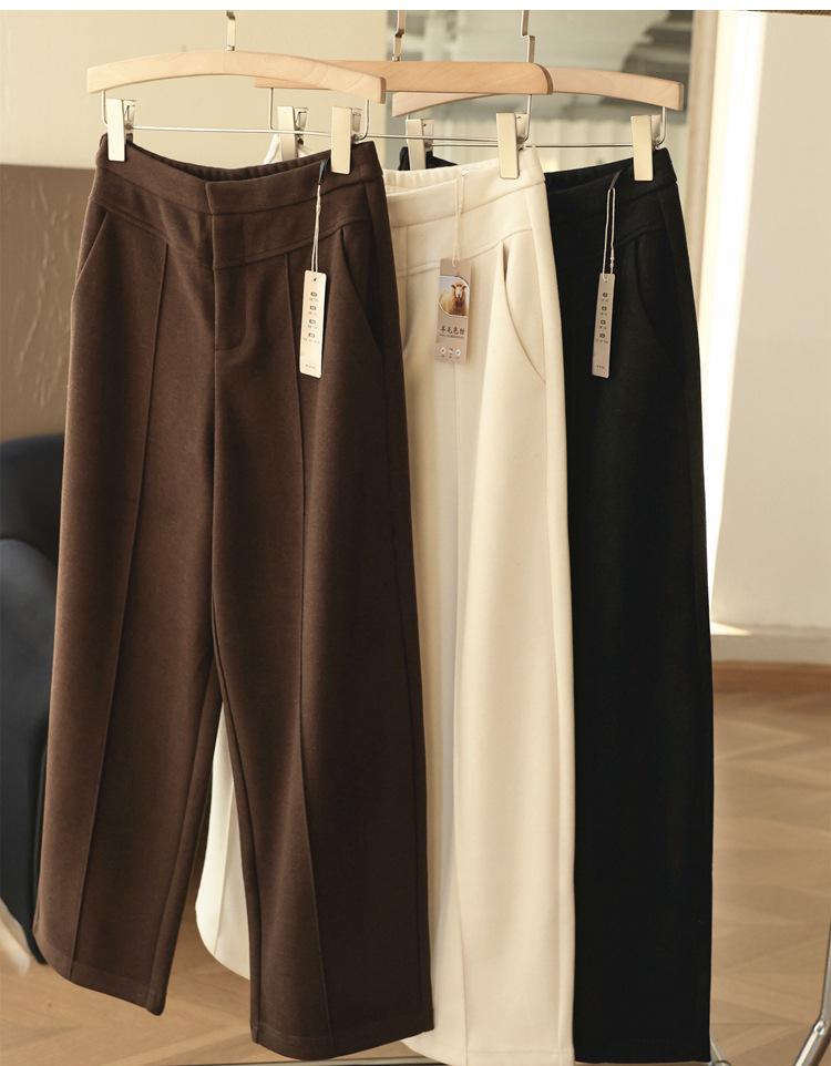 

Stylish Scissor-Leg Wool Pants - Soft, 620g Thick, Casual Cropped, Perfect for Autumn and Winter Women s Wardrobe. M (under 57.5kg) кофейный