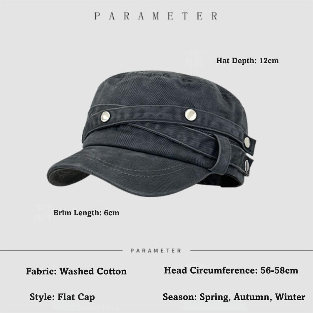 Retro Duck Tongue Caps Washed Fabric Knight Caps Versatile Flat Top Caps  Unisex