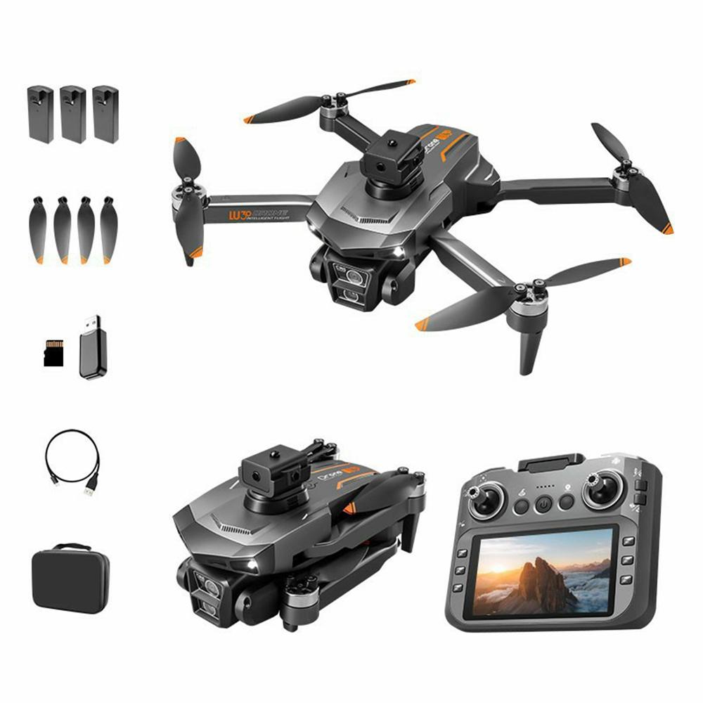 LU30 GPS Brushless Drone Obstacle Avoidance HD Aerial Photography RC Aircraft with 4.5 Inch Screen Controller, 3 Batteries