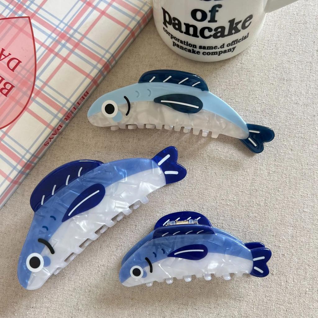 Muweordy Blue Sardine Hair Claw Simulation Fish Marine Animal Claw Clip Beach INS Hot Crab Hair Clips Hair Accessories for Women
