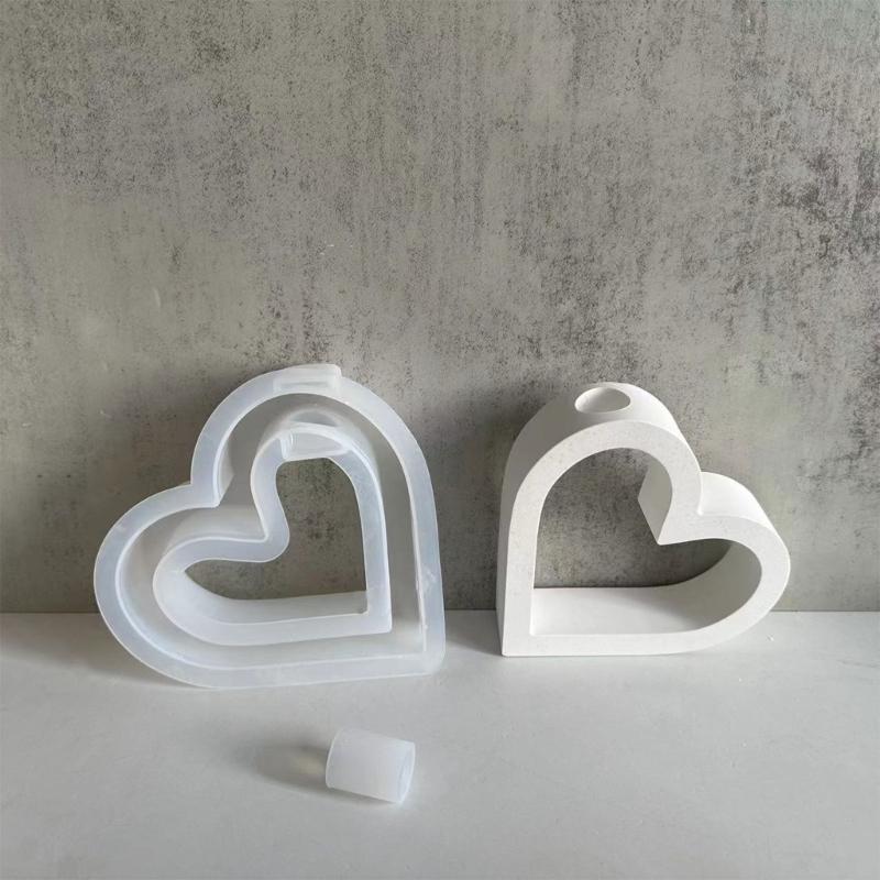 Heart Silicones Molds with Test Tube for Flower Vase Glass Planter Stations Stand Plant Stations Table Decorations