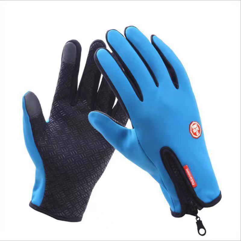Riding Winter Touch Screen Motorcycle Gloves for Men Plus Velvet Waterproof Women Windproof Warm Ski Full Finger Zipper Outdoor