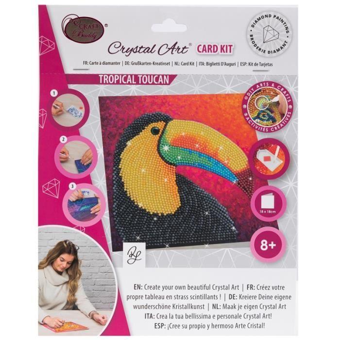 Diamond Painting Kit - Crystal Art - Toucan Card - 18 X 18 Cm - For Children - Mixed