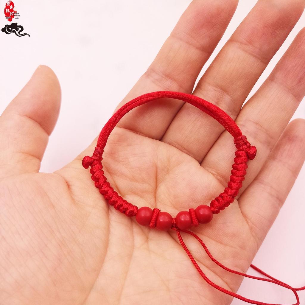 Unisex Baby Colorful Red Rope Anklet Bracelet with Gold, Silver & Jade Charms