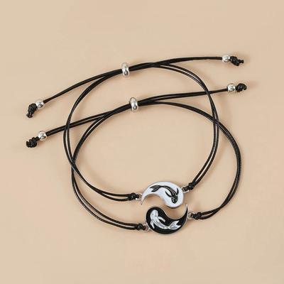 Yin And Yang Bracelet Women Men  Nationality Enamel Tai Chi Gossip Fish Woven Friendship Couple Bracelet