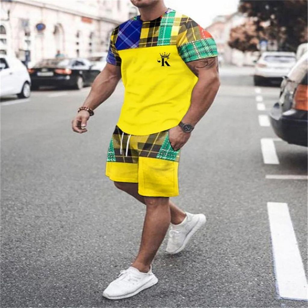 2025 Summer new 3D men's suits Casual Shorts and T-shirts Summer clothing sports trends