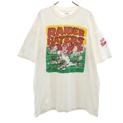 80s 90s Made In USA Old American Football RIDER HATERS Short Sleeve T-shirt Men's Used