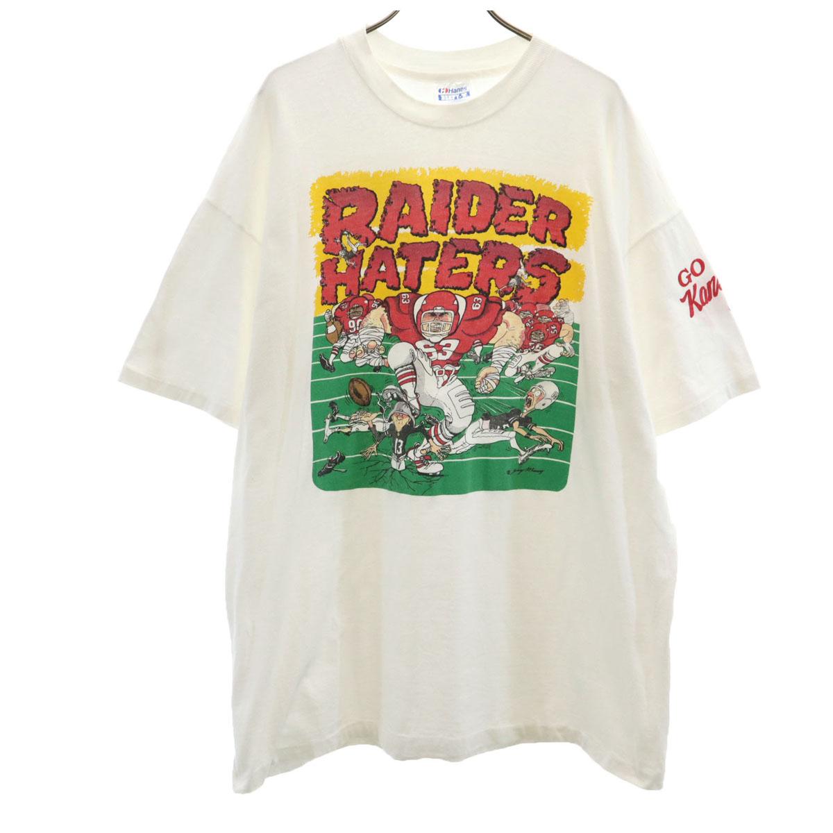 

Hanes 80s 90s Made in USA Old American Football RIDER HATERS Short sleeve T-shirt Men s Used