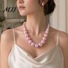 Formal Occasion Jewelry 3Pcs/Set Imitation Pearls Set, Adjustable Length Choker Necklace with Ear Studs Faux Pearl Set And Bracelet, for Weddings