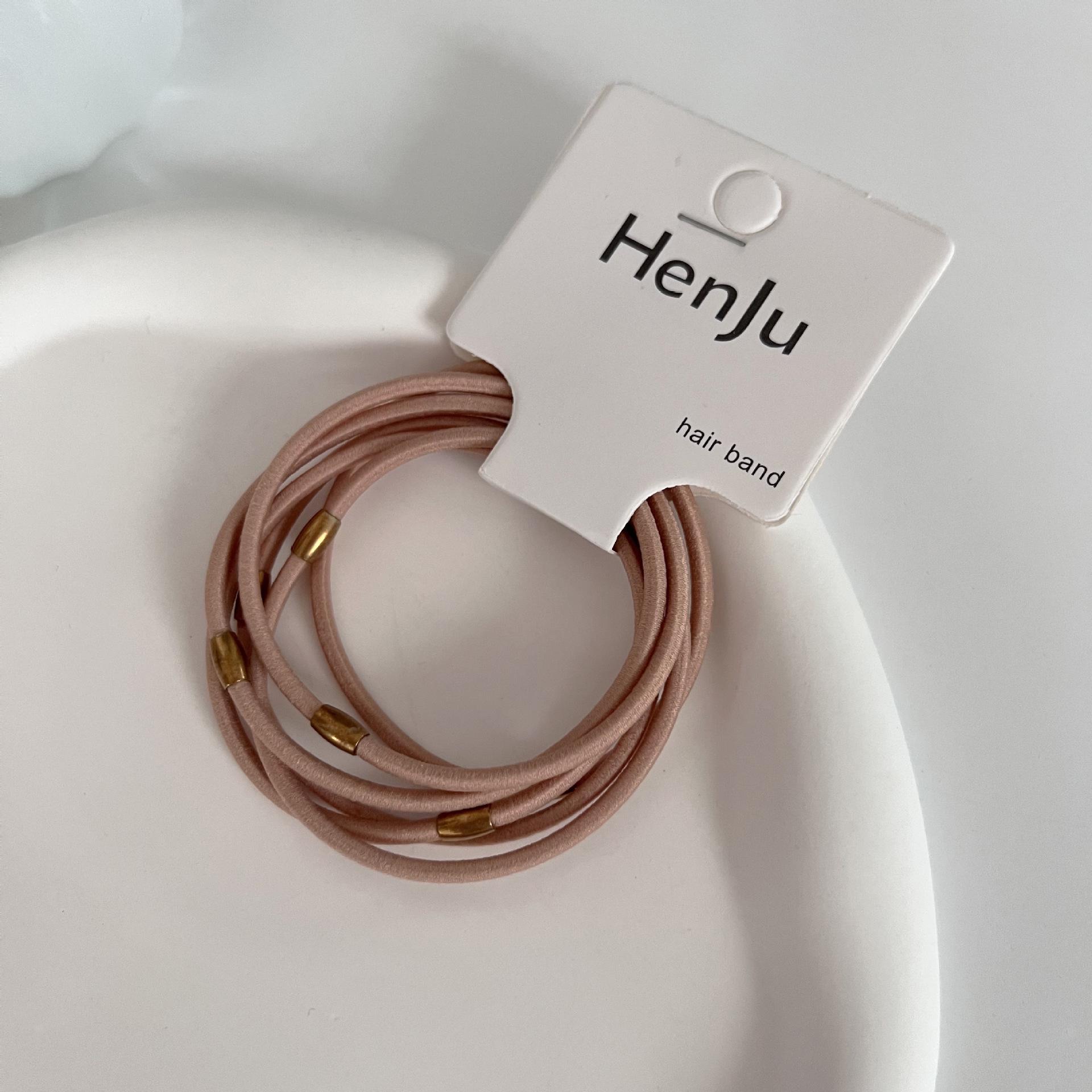 

Набор из 6 прочных резинок для волос с овальными бусинами из бронзы для женщин