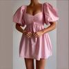Ins2026 European and American Women's Clothing Sexy Temu Small V-neck Design Feeling Chest Folds and Thin Waist Dress