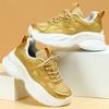 2024 Hot Sale Gold Casual Sneakers Men and Women Running Sports Shoes Designer Platform Trainers Men Trendy Chunky Shoes Unisex