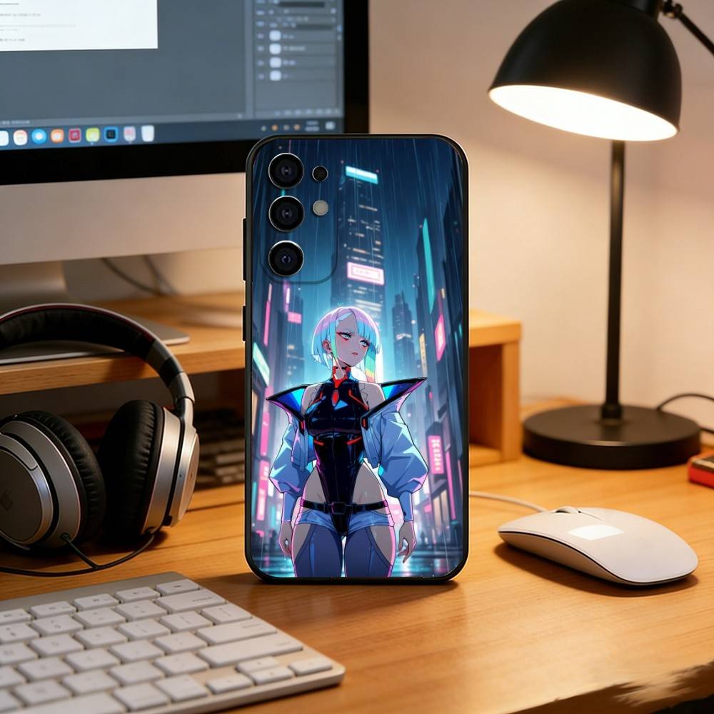 Anime C-Cyberpunk E-Edgerunners Phone Case For Samsung S25,S24,S21,S22,S23,S30,Ultra,S20,Plus,Fe,Soft Silicone Black Cover
