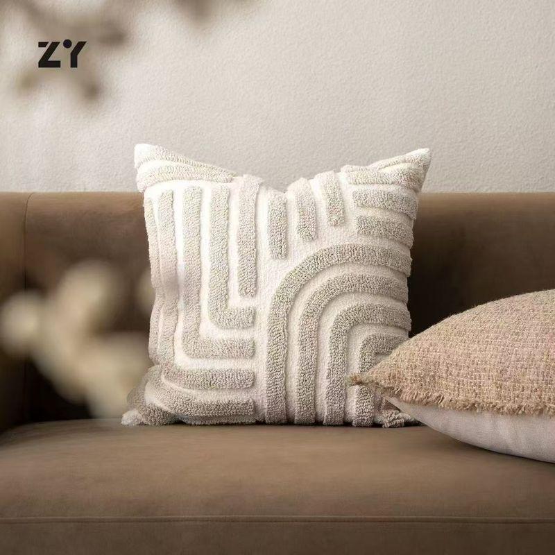 

Nordic New Light Brown Home Simple Cloth Pillow Sofa Living Room Cushions Pillow Cover Back Cushion Pillow Chenille loop Velvet 45x 45cm Pillowcase