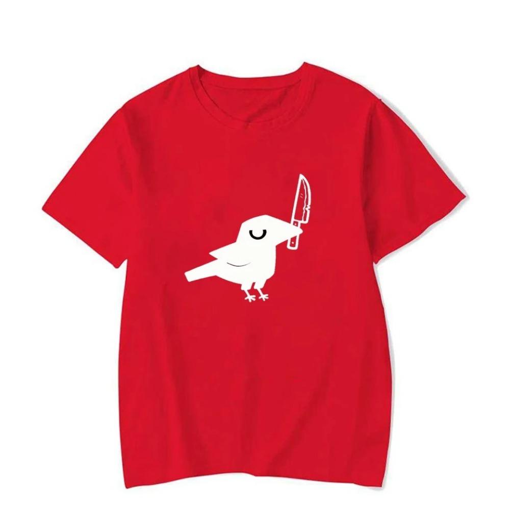 T-shirt Casual da Donna Divertente Stile Harajuku Streetwear Moda Estiva Y2K con Fantasia Corvo che Morde Coltello.Abbigliamento Donna