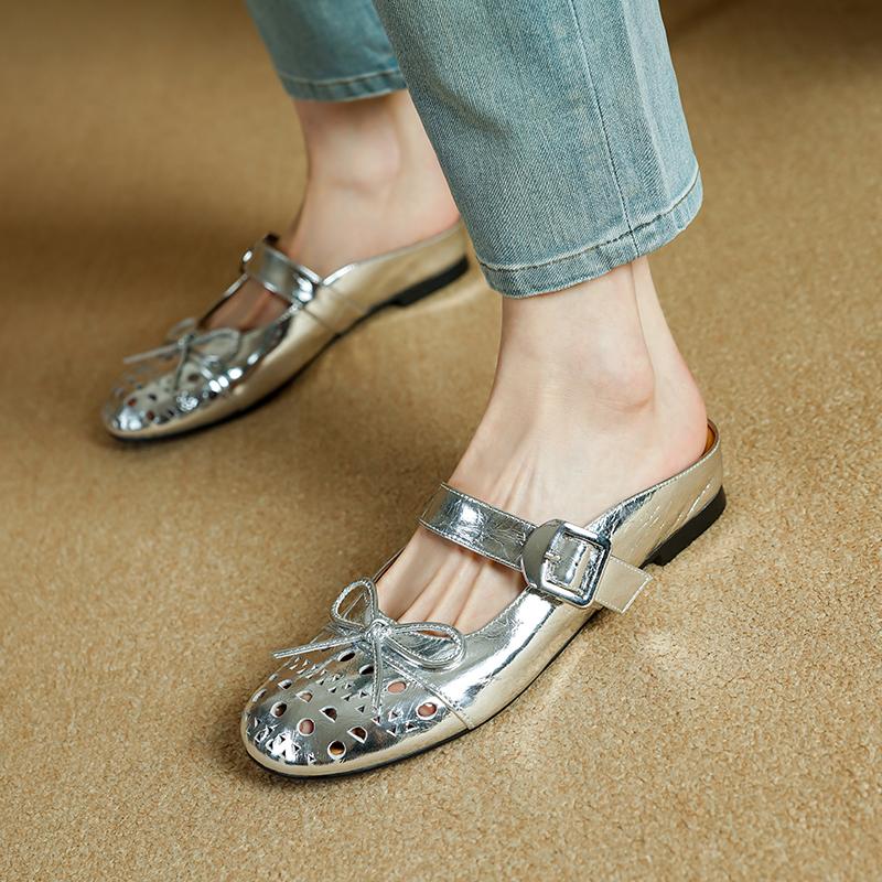 

Мода 2025 Новые Летние Женские Мюли из Натуральной Кожи Женская Обувь Квадратный Носок Массивный Каблук Серебристые Женские Сандалии Низкий Каблук Современные Шлепанцы 34 серебряный