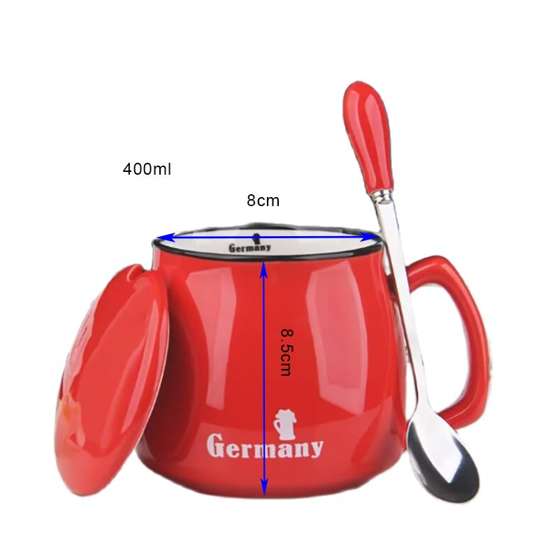 400ml New Product European Style Light Luxury Gold-painted Ceramic Coffee Mug with Lid Spoon Water Cup Milk Mug