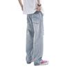 American Ripped Jeans for Men's New Style of Draped Straight and Slightly Flicked Ink Splashing Design Casual Pants
