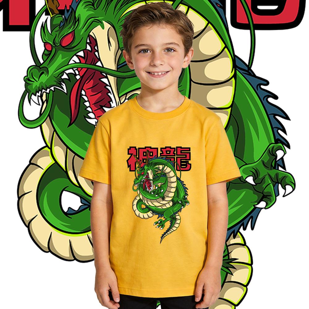 Kids Dbz Shen Long Anime Print T Shirt Pure Cotton Soft Breathable Short Sleeve Shirt for Boys and Girls Summer Casual Wear