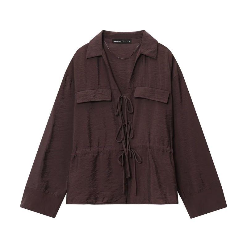 

Kaslead New Arrival Women s Fashion Style Stylish Simple and Versatile Bowknot Decoration Shirt 8751526 Picture Color L
