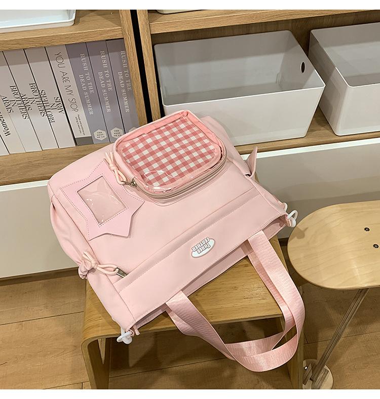 School bag, small food, cute ins transparent shoulder bag, large capacity campus student versatile handbag