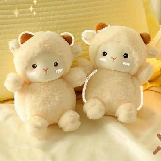 Sheep Plush Doll PP Cotton Fully Filled Super Cute Lamb Doll Plushies Ornament Sleeping Companion Soft Stuffed Animal Cartoon Sheep
