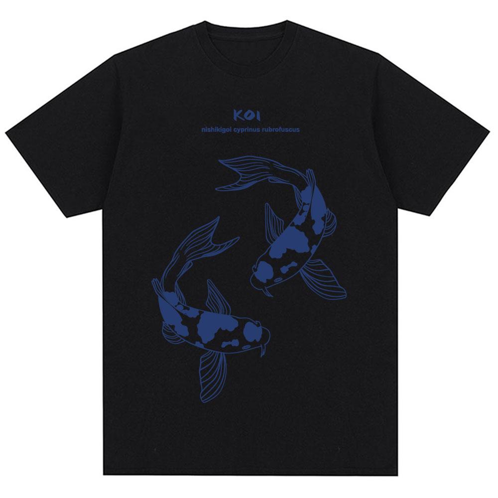 

Summer Koi Carp Print Tshirt Fashion Retro 100 Cotton Mens Tshirt for Street Casual Sports and Breathable Short Sleeve S
