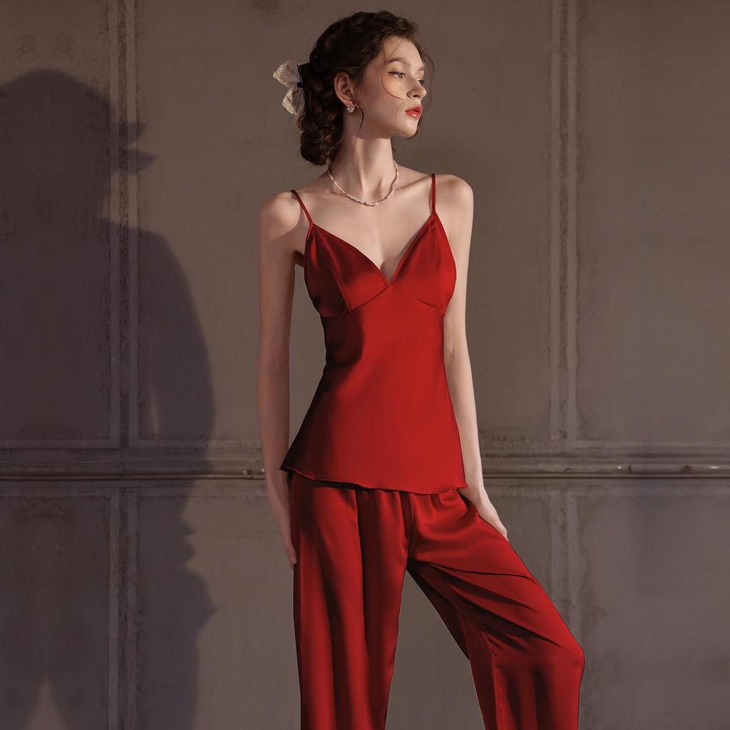 Pure Desire Ice Silk Camisole and Pants Set: Women's Spring/Summer Lightweight Pajamas