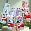 1PC Fire Truck Emergency Vehicle Set Print 750ml Color Plastic Sports Water Bottle Leakproof Flip Straw Lid Suitable for Sports Office Home Use