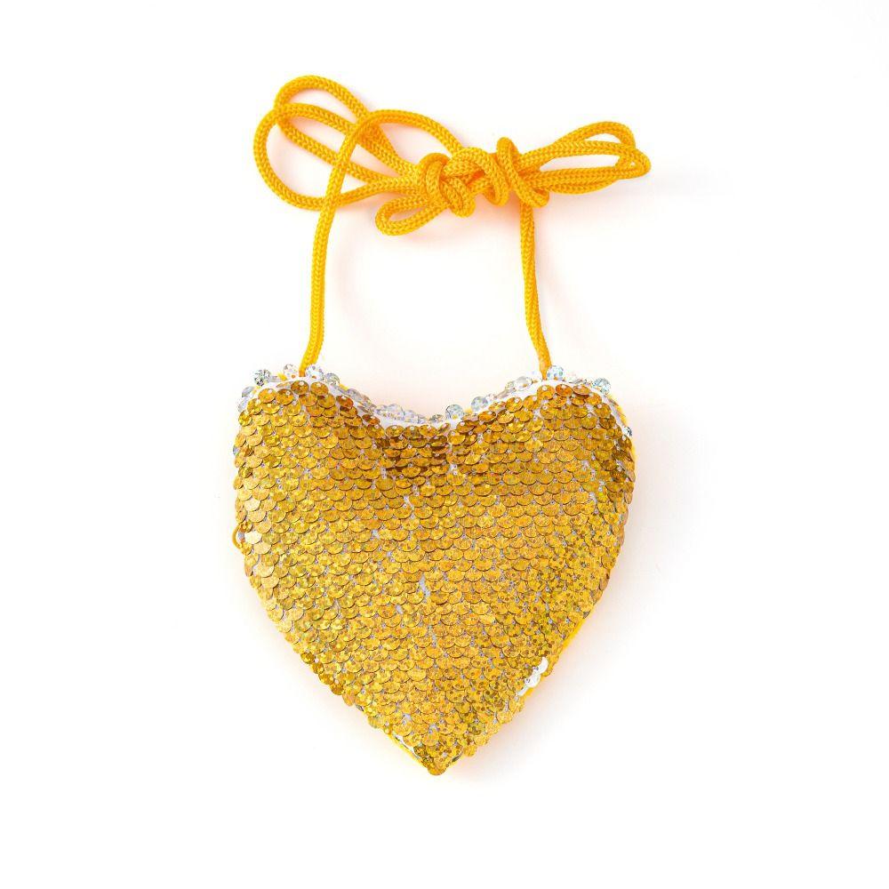 High Quality Mini Cute Kids Tote Bag Decorative Heart Shape Sequin Bag Princess Shiny Kids Funny Shoulder Bag