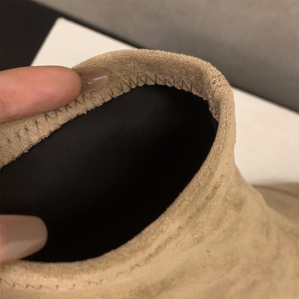 High Heel Thin Heel Pointed Suede Thin Boots Short Boots Women's Shoes 2025 New Autumn and Winter Brown French Small Ankle Boots