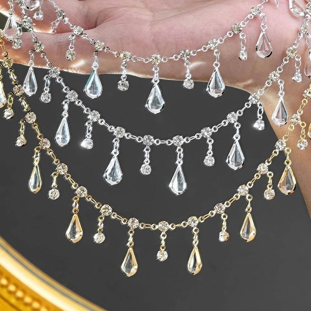 Waterdrop-shaped Bead Chain 1 Meter Length Crystal Glass Chain For Clothing Accessories