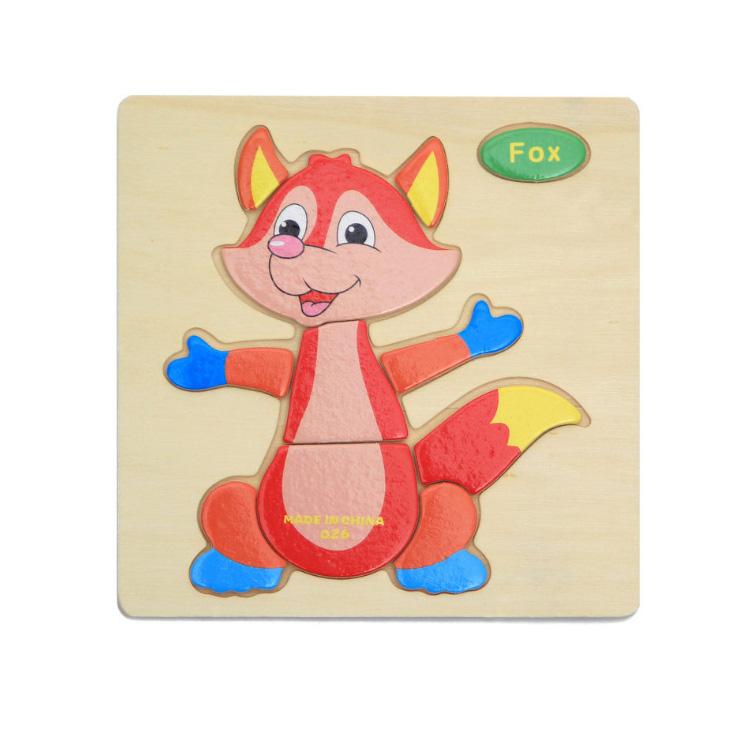Cartoon Animal Fruit Car Pattern Wooden 3D Puzzle Baby Intelligence Early Learning Educational Toy Cute Wood Puzzle For Kids