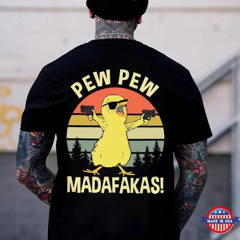 PEW PEW MADAFAKAS Duck Black Print Unisex T-Shirt S