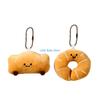 N80C 2Pcs Cartoon Bread Shaped Plush Stuffed Toy With Keychain Lover Gift