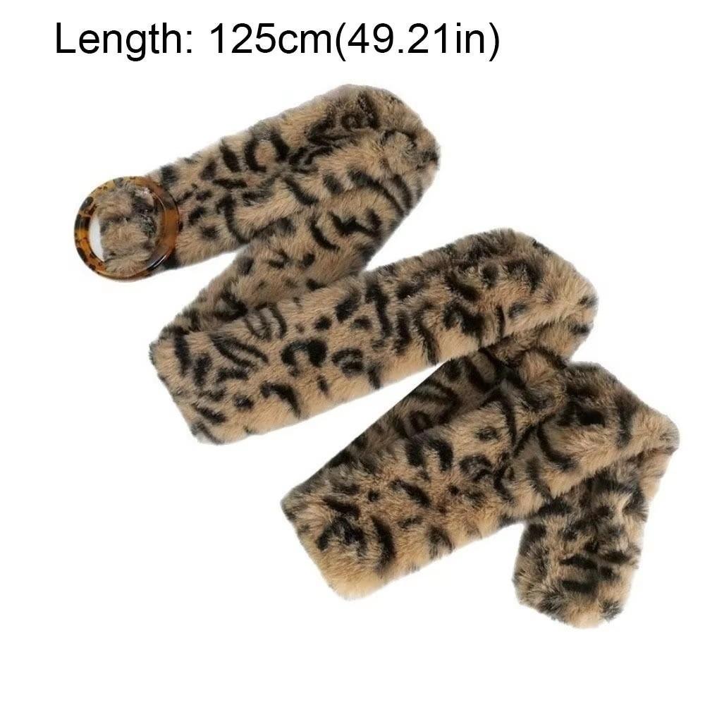 Leopard Print Furry Plush Belt Sexy Tassels Waistband Y2K Waist Belt  Costumes Accessory