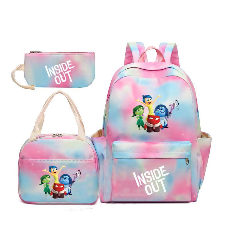 Ideout team gradual change color rainbow backpack boys and girls three-piece set