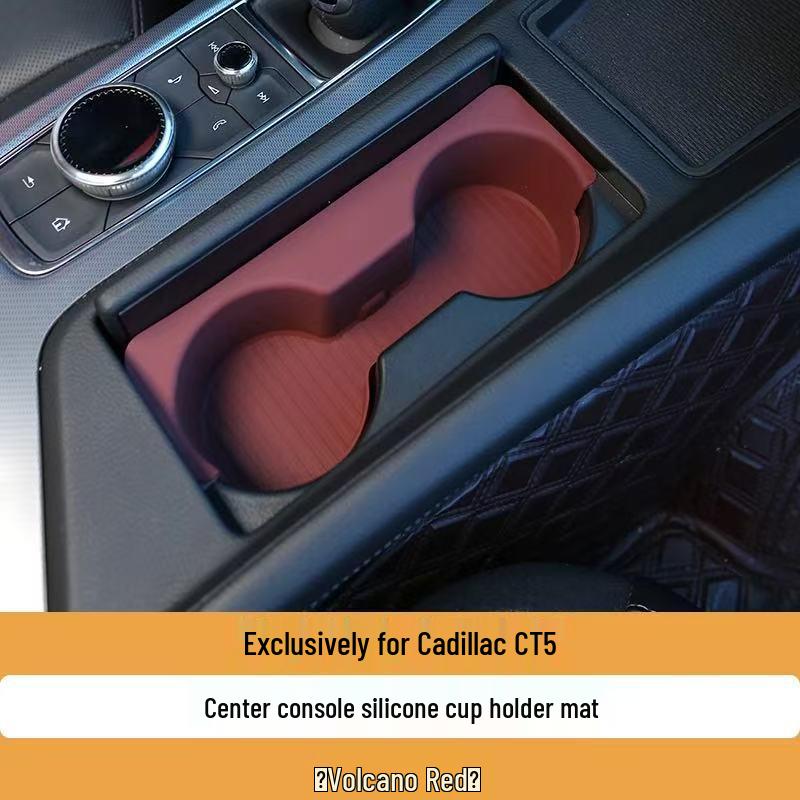 Silicone Central Control Pad & Wireless Charger for Cadillac CT5 - Anti-slip, Scratch-proof Cup Holder Insert