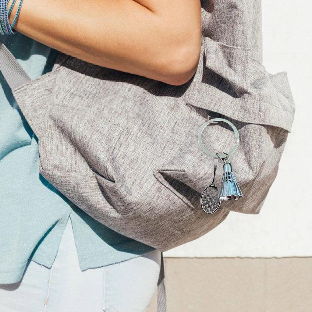 6 Pcs Badminton Keychain Shuttlecock Keying Pendant Car Key Chain Badminton Racket Hanging Ornaments Bag Decorations