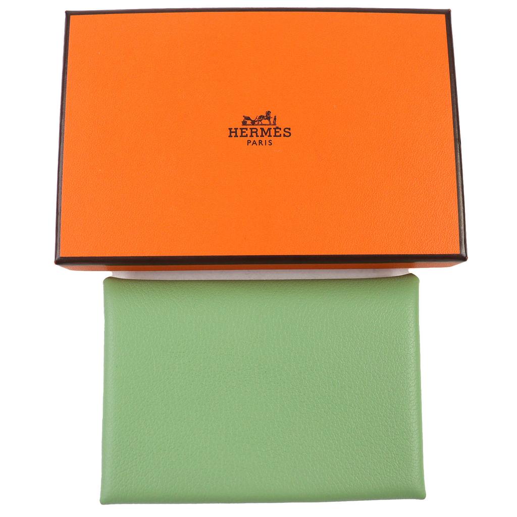 Pristine HERMES Card Case Calvi Duo Bifold Wallet with Evercolor Leather Used