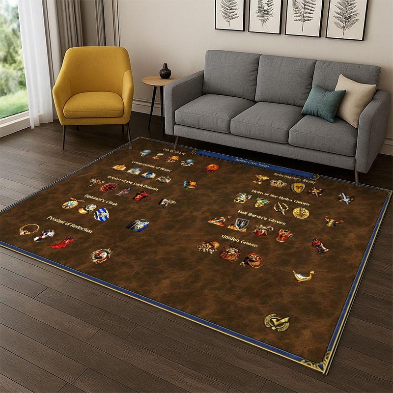 Retro Heroes of Might and Magic Map Game Carpet Rug for Bedroom Living Room Sofa Playroom Doormat Home Decor,Area Rug Non-slip