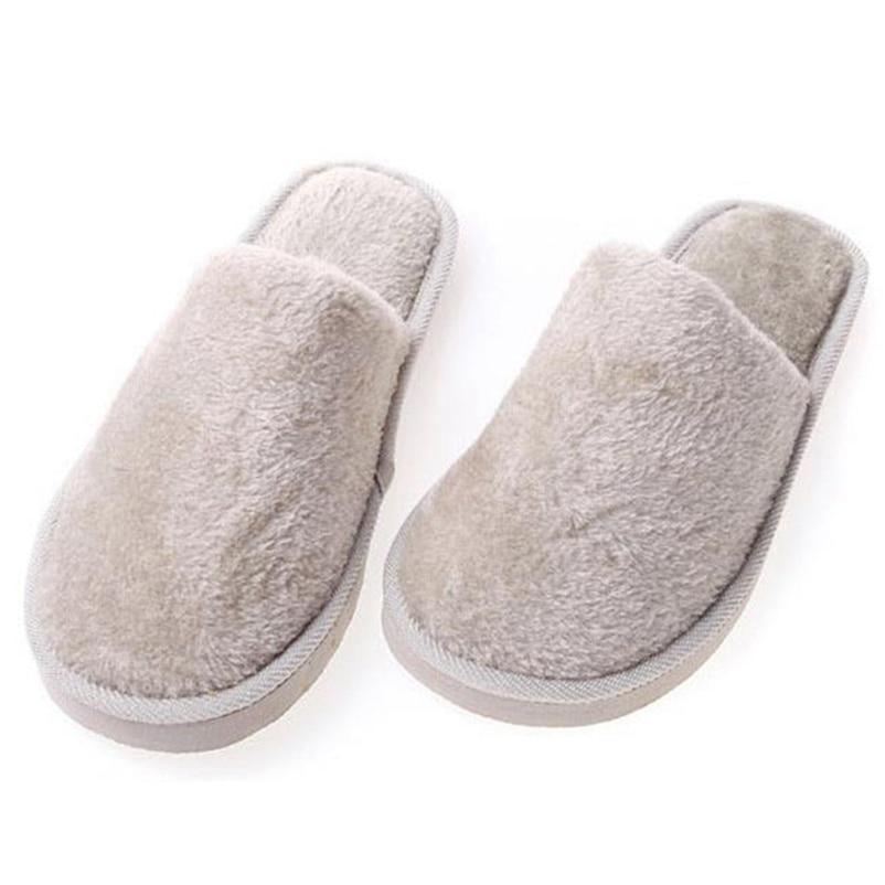 Non-slip Comfortable Winter Couples Solid Color Warm Home Plush Flat Candy Color Slippers