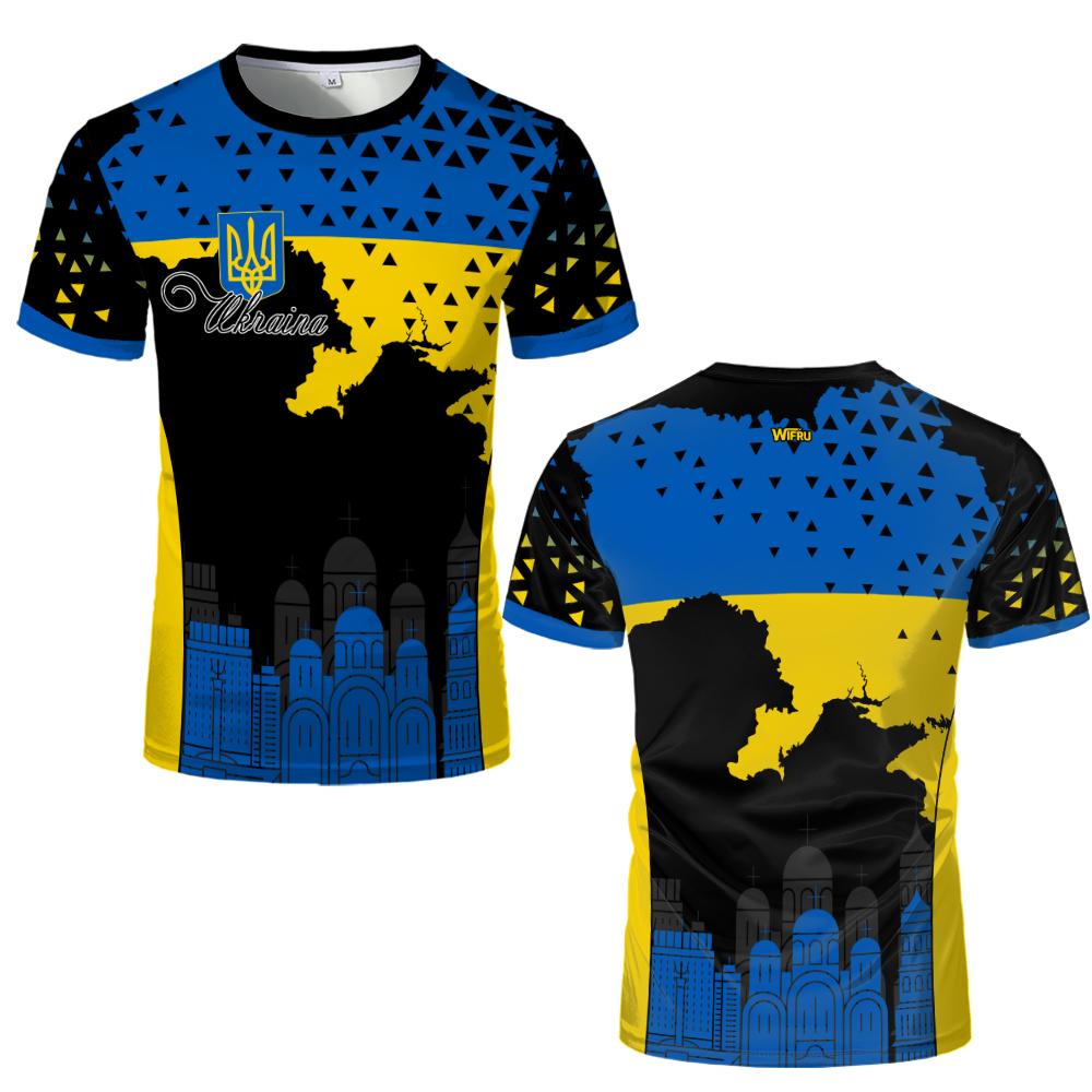 New Ukraine National Flag Graphic Jersey Summer Outdoor Sports Breathable T-shirts Men's and Women's Casual Streetwear