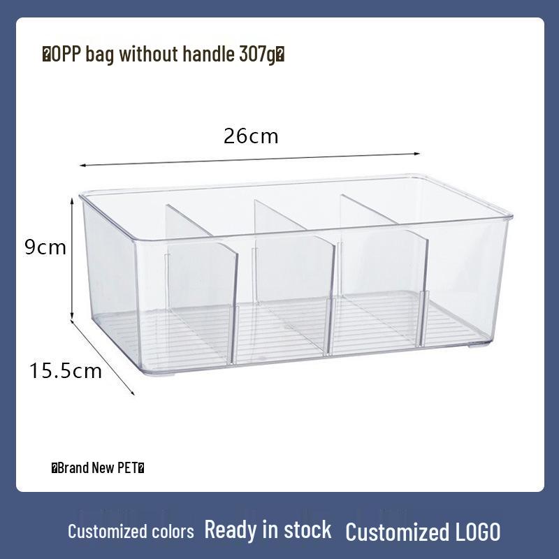 

Прозрачный настольный органайзер для чайных пакетиков и кофе с крышкой и отделением для карточек PET